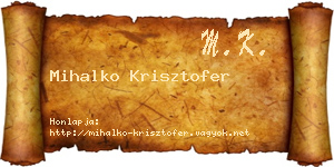 Mihalko Krisztofer névjegykártya